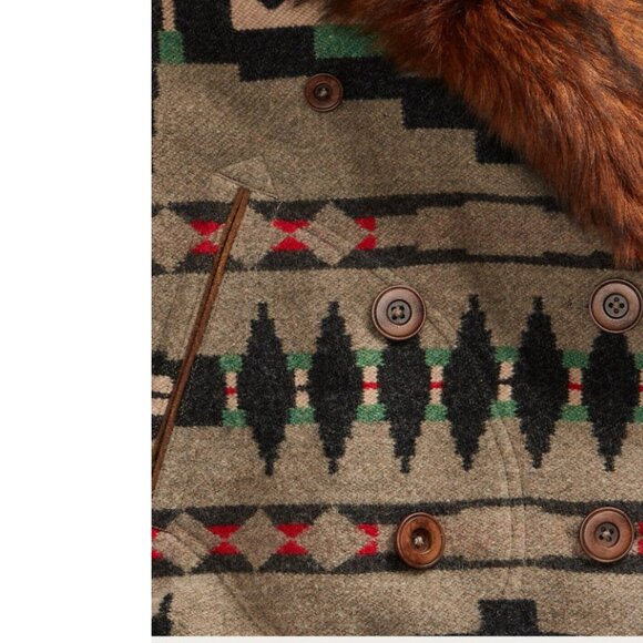 RRL Ralph Lauren Shearling Jacquard Blanket Jacket Suede Trim Men's - Picture 8 of 8